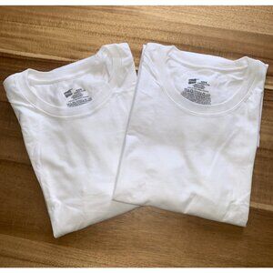 Hanes Mens Pack Of 2 White Cotton Crewneck T-Shirt Size Medium